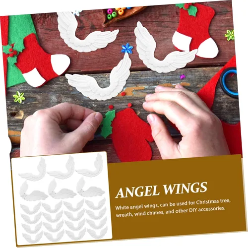 Miniatura 3 de 24 piezas de alas de ángel de plástico adornos de Navidad DIY manualidades accesorios de plástico alas de ángel para manualidades adornos blancos