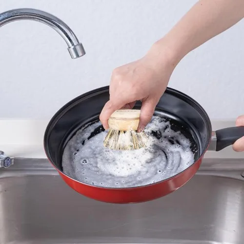 Miniatura 7 de Cepillo de Bambú para Platos con Asa, 4 Cabezales de Repuesto, Raspador de Papas Ecológico, Compostable y Sostenible, Cepillo Raspador de Bambú