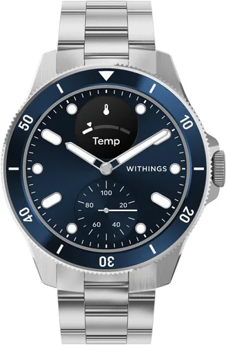 WITHINGS Scanwatch Nova - Reloj inteligente híbrido de salud cardíaca para hombres y mujeres, SPO2, monitoreo de temperatura, sueño, salud Azul
