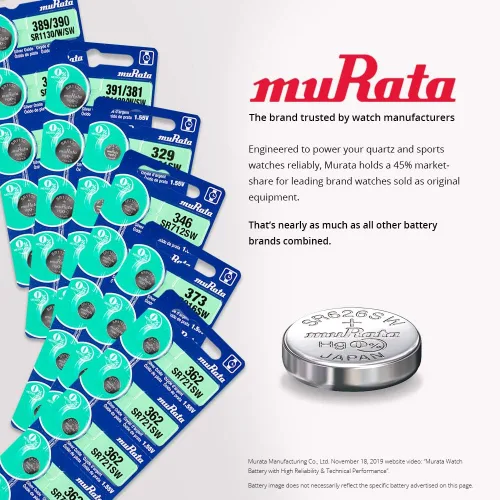 Miniatura 3 de Murata 379 Batería SR521SW 1.55V Celda de botón de reloj de óxido de plata (5 baterías)