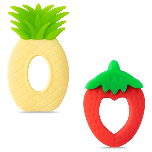 Miniatura 10 de Juguetes mordedores de silicona para bebés de Navidad, 2 piezas, anillo de dentición para regalo de ciervos, mordedor, suave, juguete sensorial