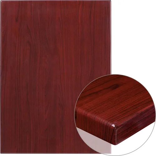 Flash Furniture - Tapa de mesa de resina brillante de 30.0 x 48.0 pulgadas, con borde caído de 2.0 pulgadas de grosor
