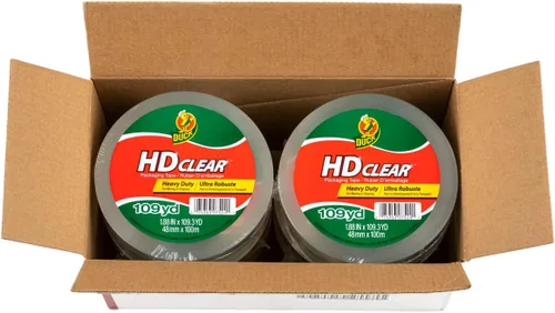 Cinta de Embalaje Transparente Extra Larga HD Duck - 6 Rollos de Repuestos de Cinta de Embalaje Resistente de Servicio Pesado para Envío y Mudanza,