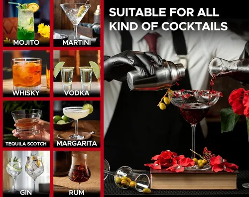 Miniatura 4 de Mixology - Kit de coctelera de 8 piezas, juego de coctelera de acero inoxidable, juego de cóctel perfecto para mezclar bebidas, hogar, bar y fiestas