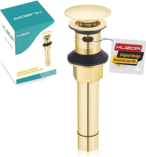 Desagüe emergente para fregadero de baño con rebosadero - Se ajusta a agujeros de 1-5/8" a 2", acero inoxidable 304 para tocador/fregadero de