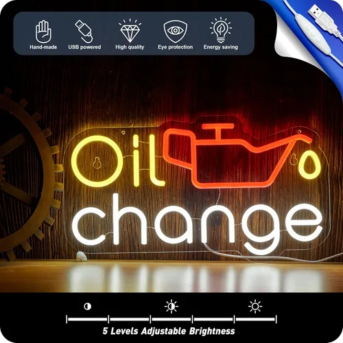 Miniatura 4 de Letrero de neón para cambio de aceite, letreros LED para garaje y auto para decoración de pared, taller de reparación de automóviles, letrero