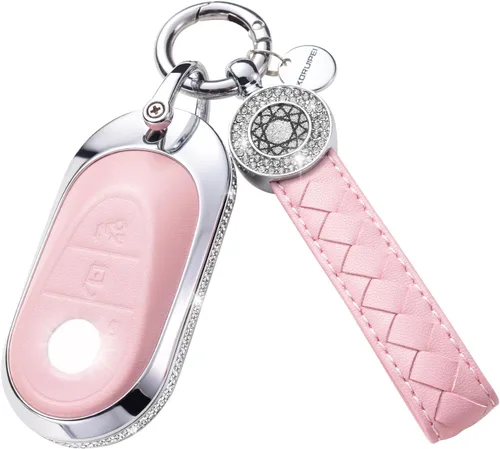 Miniatura 40 de Funda para Llave Honda con Llavero, Carcasa Protectora de Cuero Genuino Rosa con Cristales Compatible con Honda Accord Civic CRV Pilot Odyssey 2022