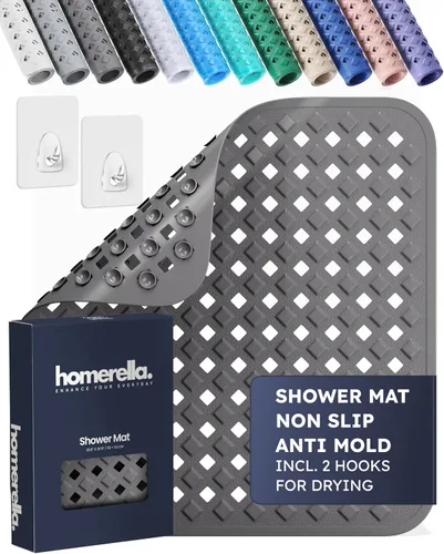 Miniatura 14 de homerella Tapete de ducha antideslizante antideslizante para cabina de ducha interior, tapete de ducha antideslizante cuadrado de 21 x 21 pulgadas