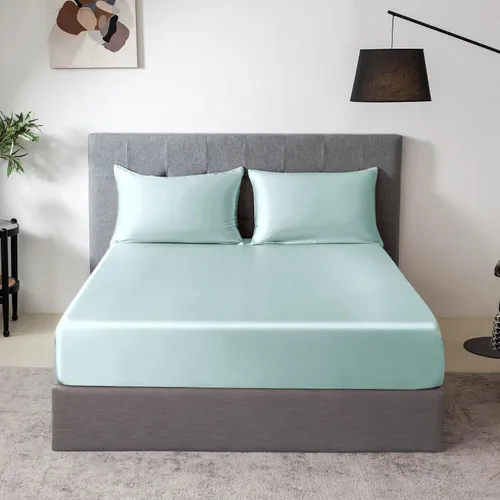 Miniatura 28 de THXSILK Juego de sábanas bajeras de 100% seda de morera, 3 piezas de seda 7A+, transpirable, suave, sábana bajera de 16 pulgadas de profundidad, 2