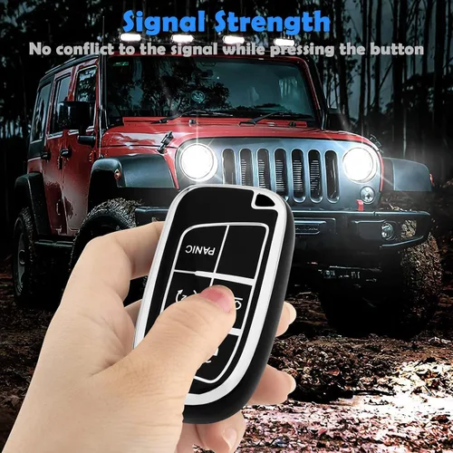 Miniatura 6 de XIYANG TRADE Funda para llavero Jeep con llavero, carcasa de TPU suave protección completa para llave inteligente Grand Cherokee Renegade Chrysler