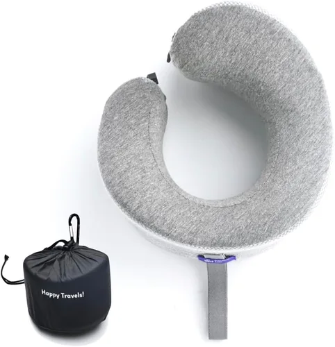 Miniatura 27 de C CUSHION LAB Almohada de viaje, galardonado diseño ergonómico patentado para mentón y cuello, almohada de espuma viscoelástica para el cuello