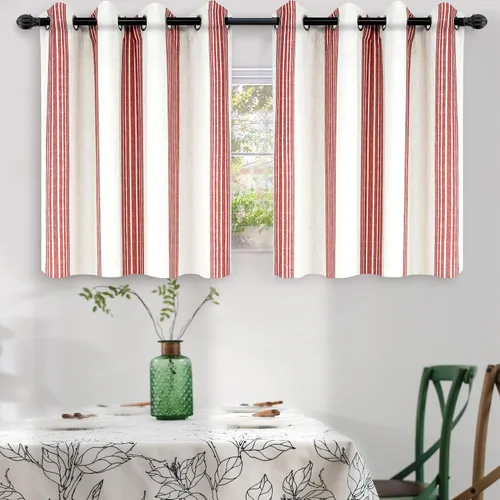 Miniatura 71 de DriftAway Chris Linen - Cortinas opacas con capa térmica y reductora de sonido, 63 pulgadas de largo para dormitorio, cortinas estampadas a rayas
