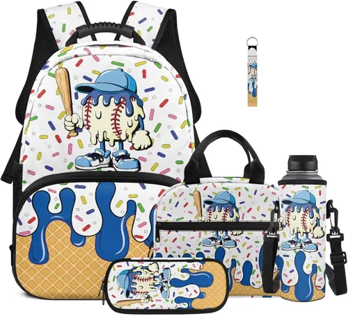 Miniatura 26 de Bulopur Eagle American Flag Print Kids Backpack Boys Elementary School 17 Inch Bookbag With Lunch Bag Water Bottle Holder Keychain Pencil Case 5