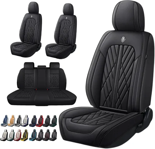Miniatura 18 de Juego de fundas de asiento de automóvil de cuero nappa impermeables y transpirables de ajuste universal, cojín protector para vehículo automotriz