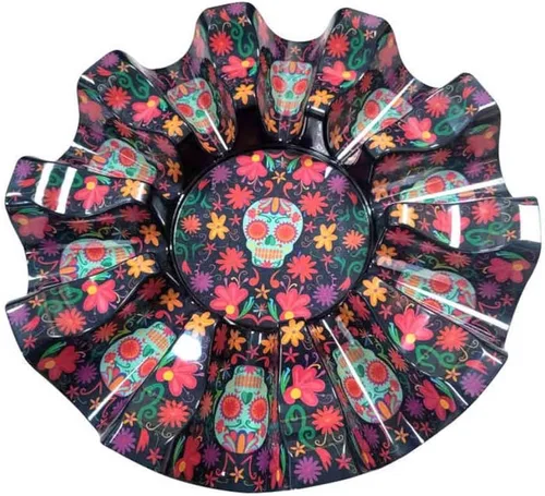 Prepara Carrusel de tacos del Día de los Muertos, color negro - Soporte duradero para tacos de melamina con capacidad para 10 tacos para diversión,