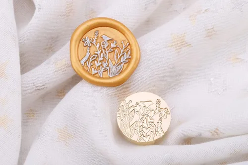 Miniatura 7 de Yoption Sello de cera de flores silvestres, sello de plantas vintage para invitaciones de boda, sobres de embalaje de regalo Flor salvaje y pájaro