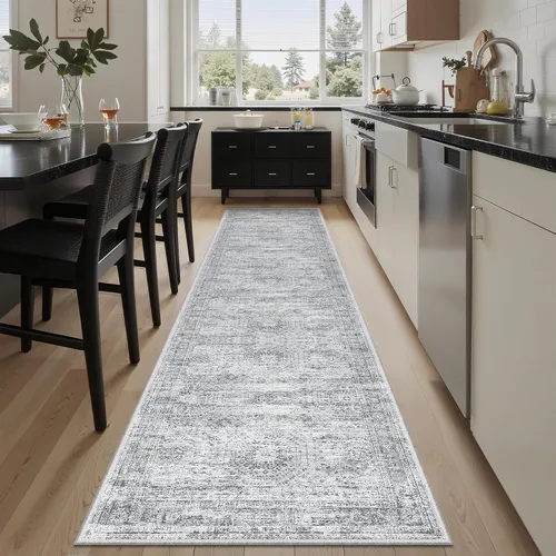 Miniatura 259 de Alfombra de pasillo Soalmost 2'6" x 10' lavable, alfombra antideslizante para cocina, baño, lavandería, alfombras vintage ultra delgadas para Beige