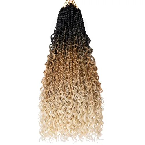 Miniatura 18 de Beverlee Goddess Box - Trenzas de ganchillo de 8 pulgadas, 8 paquetes de trenzas de ganchillo bohemias, extremos rizados, pelo sintético rizado