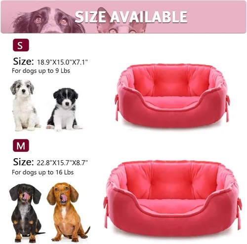 Miniatura 2 de Linda Cama de Princesa para Perros Rosa, Cama para Cachorros para Perros Pequeños, Sofá Transpirable para Gatos, Cojín para Mascotas con Lazo, Nido