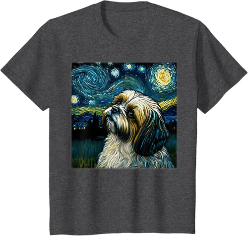 Miniatura 26 de Camiseta Surrealism Starry Night Shih Tzu Dog