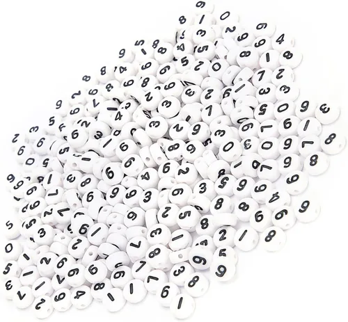 Miniatura 7 de 500 cuentas acrílicas, número redondo 0-9, accesorios de joyería de bricolaje, con agujero para cuerda, para colección de manualidades y pulseras