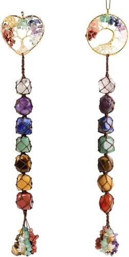 Miniatura 38 de Anjiucc Árbol de la vida de cristal curativo de 7 chakras para colgar en la pared, decoración de interiores, decoración de ventanas, meditación