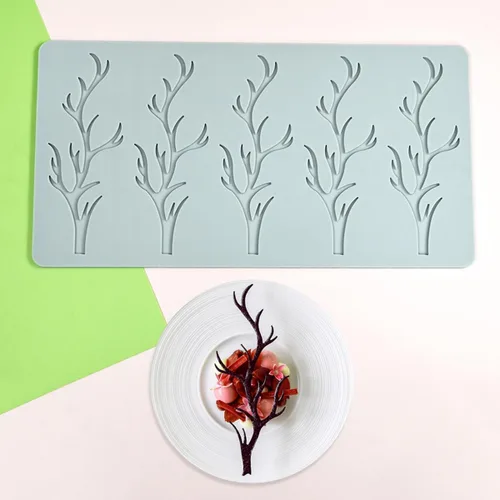 Miniatura 4 de TUKE Molde de silicona 3D para ramas de tuile de fondant para hornear, arcilla polimérica, manualidades de azúcar - Diseño de encaje de caramelo