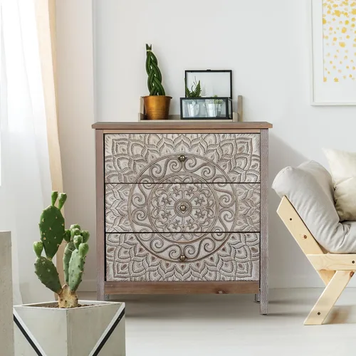 Miniatura 4 de PHI VILLA Armario decorativo con cajones – Cómoda rústica con 3 cajones para entrada y almacenamiento