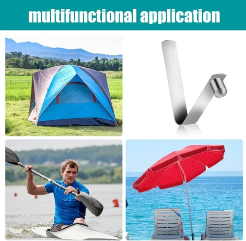Miniatura 4 de Sliverdew Paquete de 12 clips para poste de tienda, acero inoxidable de 0.315 in, broche de resorte, paleta de kayak, tienda de campaña, parasol