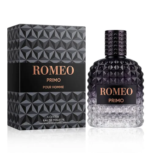 A CENTER Romeo Primo For Men Eau de Toilette 3.4 Fl Oz 100ml | Marine Woody Aromatic Profile | Violet Leaf Ginger Sage Vetiver Clean Earth Woods