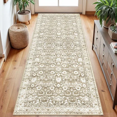 Miniatura 14 de Lansny Alfombra bohemia de 2 x 3 pulgadas, lavable, color negro, azul marino, floral, alfombra de cocina, alfombra de área pequeña de lana