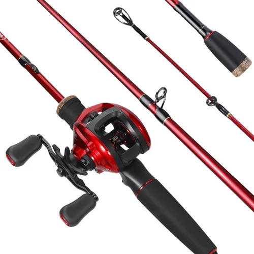 Miniatura 11 de Sougayilang Combo de caña de pescar y carrete, combo Baitcaster, caña de pescar de carbono de 5.9 pies/6.9 pies, carrete de carrete de aluminio A