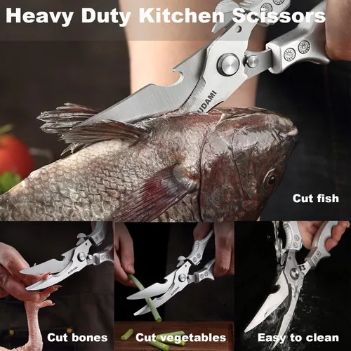 Miniatura 6 de Tijeras de Cocina de Acero Inoxidable de Servicio Pesado - Paquete de 2 Tijeras Multiusos para Alimentos, Tijeras para Aves y Carne
