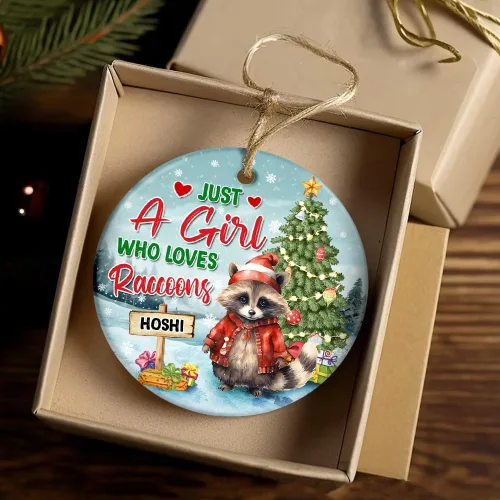 Miniatura 2 de Regalos para amantes de las mascotas, adorno de Navidad personalizado, árbol de Navidad de mapache, regalos para niñas y niños, adorno de mapache