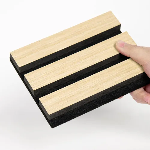 Miniatura 19 de Paquete de 6 paneles de pared de madera acústica, 94.5 x 8 pulgadas cada uno panel de pared insonorizado, paneles de listones de madera estriada 3D