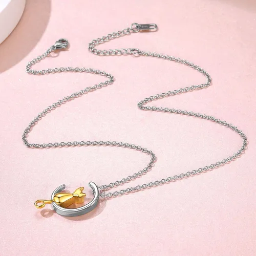 Miniatura 260 de FindChic Collares personalizados con urna para cenizas, barra vertical, gato, luna, reloj de arena, garra de perro, acero inoxidable, chapado en oro