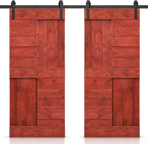 Miniatura 53 de TMS Serie N - Puerta corrediza interior de madera de pino anudada con kit de herrajes deslizantes (32 x 84 pulgadas, blanco)