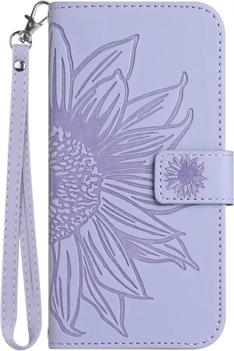 Miniatura 10 de XYX Wallet Case Compatible with Honor X7, Emboss Half Flower Floral PU Leather Flip Protective Case with Wrist Strap Kickstand for Honor X7, Deep