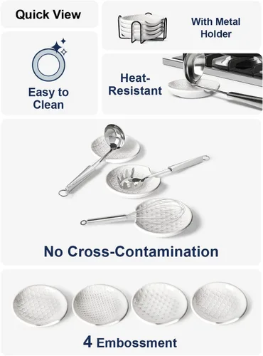 Miniatura 4 de LE TAUCI Reposacuchares para estufa, soporte de cucharas para encimera de cocina, regalo de casa nueva con relieve, decoración de granja, accesorios