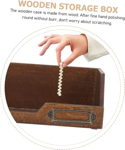 Miniatura 5 de Caja organizadora de joyas de madera clásica Washi Tape Holder 2pc Estuche de almacenamiento de escritorio