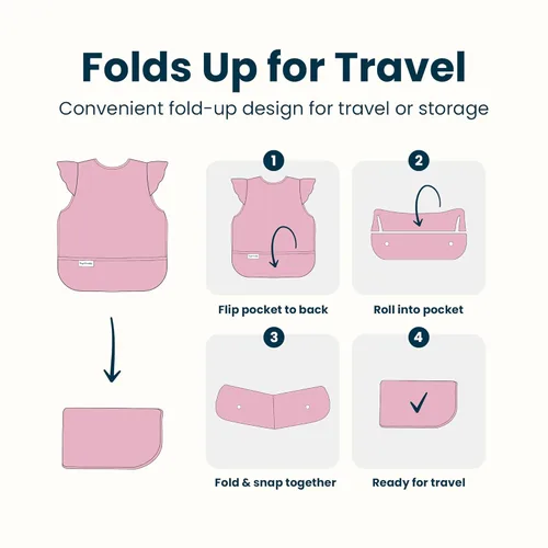 Miniatura 6 de Tiny Twinkle - Babero a prueba de desorden para bebé para niñas Babero impermeable para niños pequeños para comer Delantal para bebé para azul