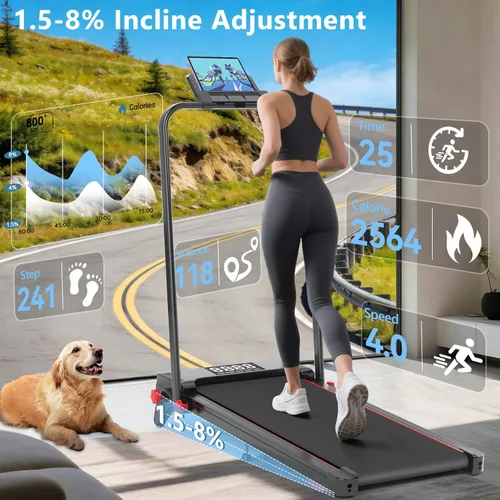 Miniatura 2 de Walking Pad Treadmill with Incline 8% & Decline -1.5% 4 Level, Under Desk Treadmill for Home, 2.5HP Quiet BLDC EvoDrive Portable Walking Pad with