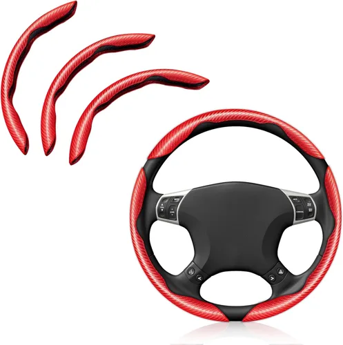 Miniatura 7 de Pincuttee Funda de Volante de Fibra de Carbono - Protector de Volante Universal Antideslizante de 3 Piezas, Negro Mate