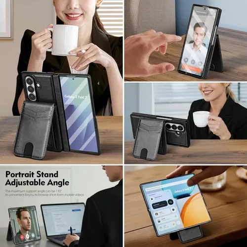 Miniatura 5 de SkyEagle Funda Cartera magnética desmontable compatible con Magsafe para Samsung Galaxy Z Fold 7 con tarjetero Protector de pantalla integrado