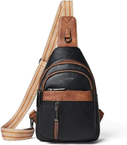 Miniatura 9 de LATMAP 7L Bolsa de Cintura para Hombres y Mujeres Mochila de Cadera Riñonera Bandolera Bolso de Hombro Cinturón de Viaje Bolso de Mano de PU Cuero