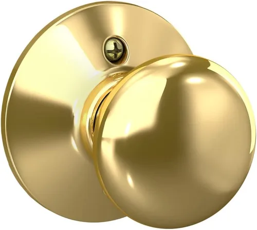 Schlage F170 PLY 605 V Plymouth perilla de puerta, manija de puerta simulada sin giro de un lado, latón brillante