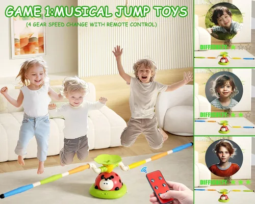 Miniatura 3 de Juguetes Musicales de Salto 5 en 1, Juego de Lanzar Anillos Pisoteando Lanzacohetes para Niños, Juguetes de Evitar Obstáculos y Saltar en Cuclillas