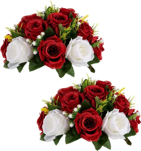 Miniatura 35 de Sziqiqi - 2 flores artificiales, flores de seda, 15 tallos para centros de mesa de flores o arreglos colgantes. Blanco puro