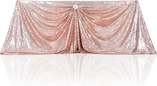 Miniatura 148 de PartyDelight Mantel de lentejuelas redondo de 50 pulgadas, color dorado claro, adorno de mesa para decoración de bodas, fiestas, cumpleaños