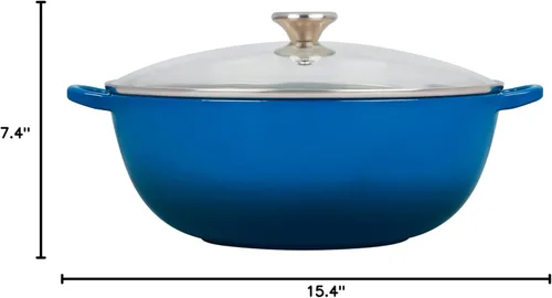 Miniatura 6 de Le Creuset Horno de chef de hierro fundido esmaltado con tapa de vidrio, 7.5 cuartos de galón, Marsella